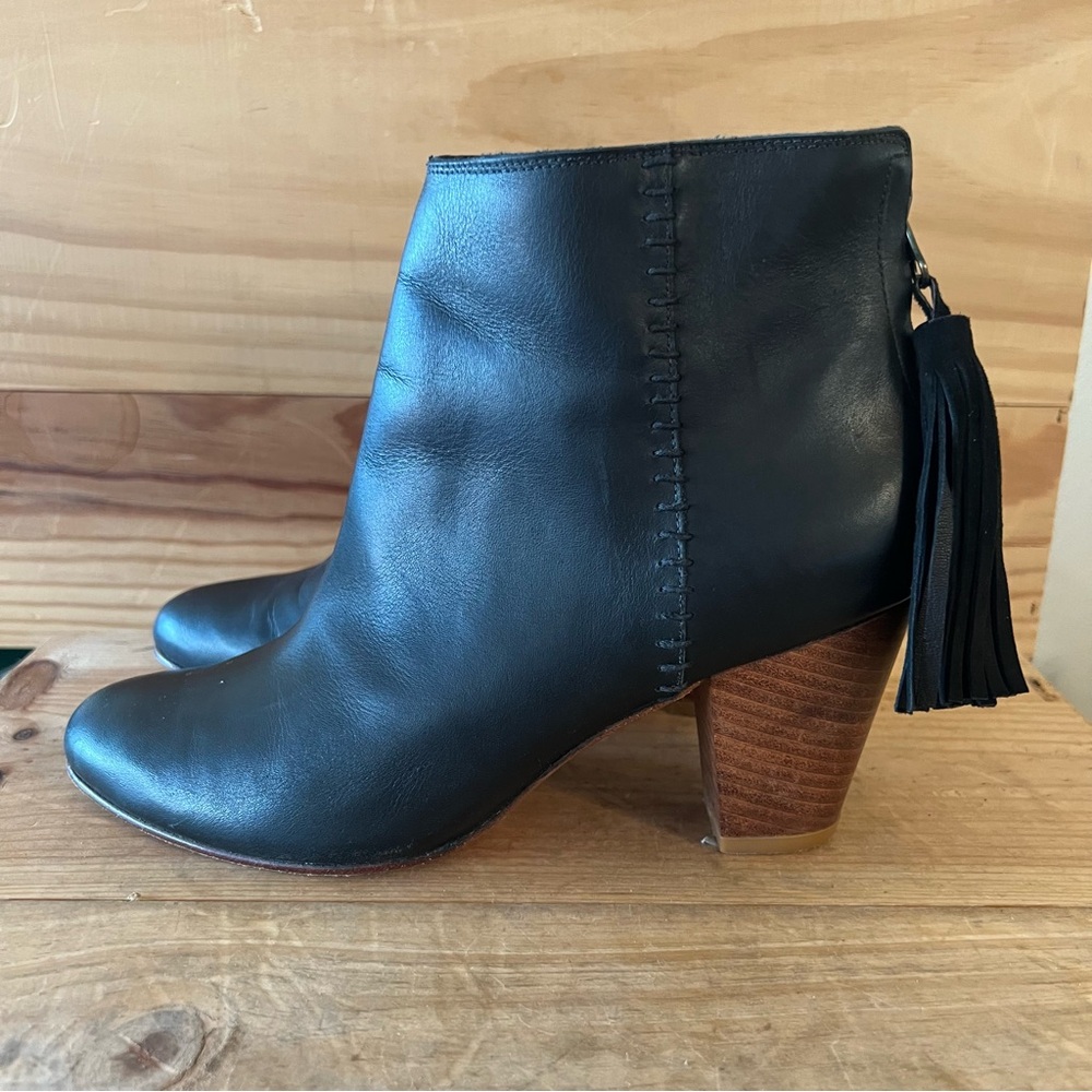 Ulla Johnson Esme Black Leather Tassel Booties size 38